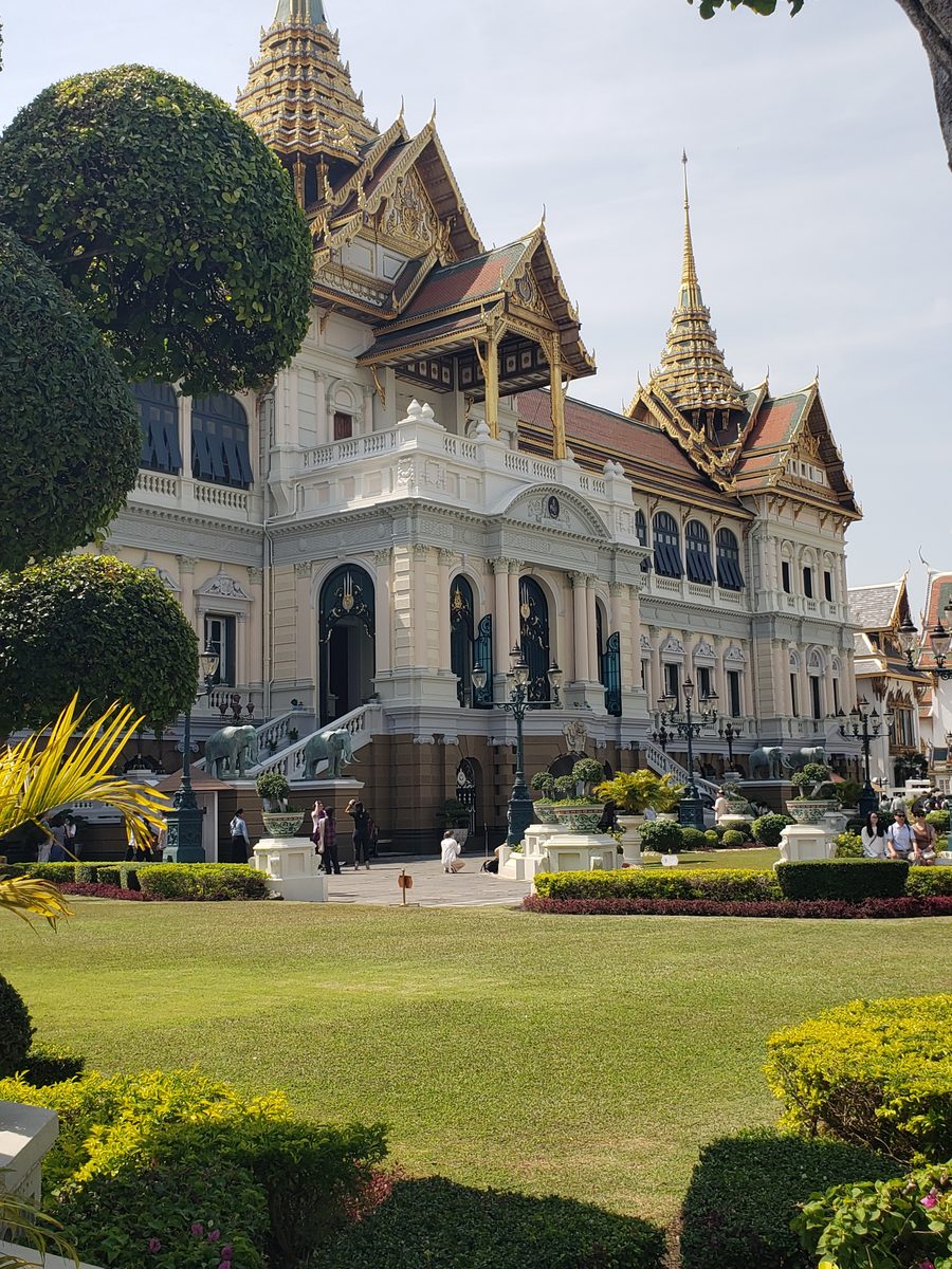 Chakri Maha Prasat at the Grand Palace in Bangkok, Thai roofs on a European hall